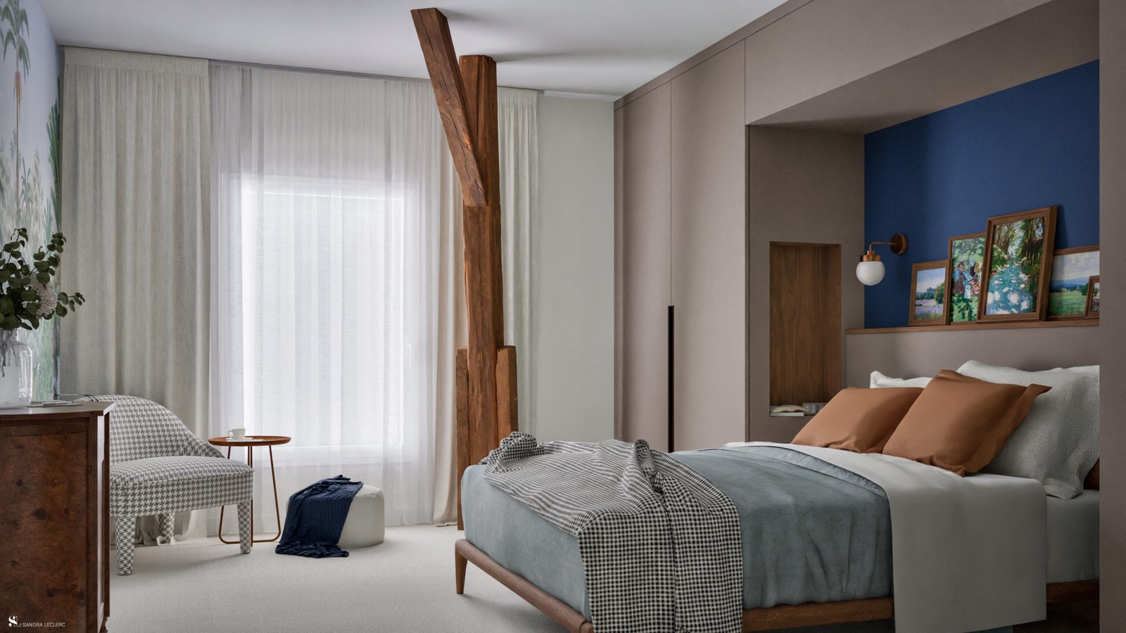 L'Alcôve Citadine - Chambre - Vue 1 - Version Beige - Sandra Leclerc