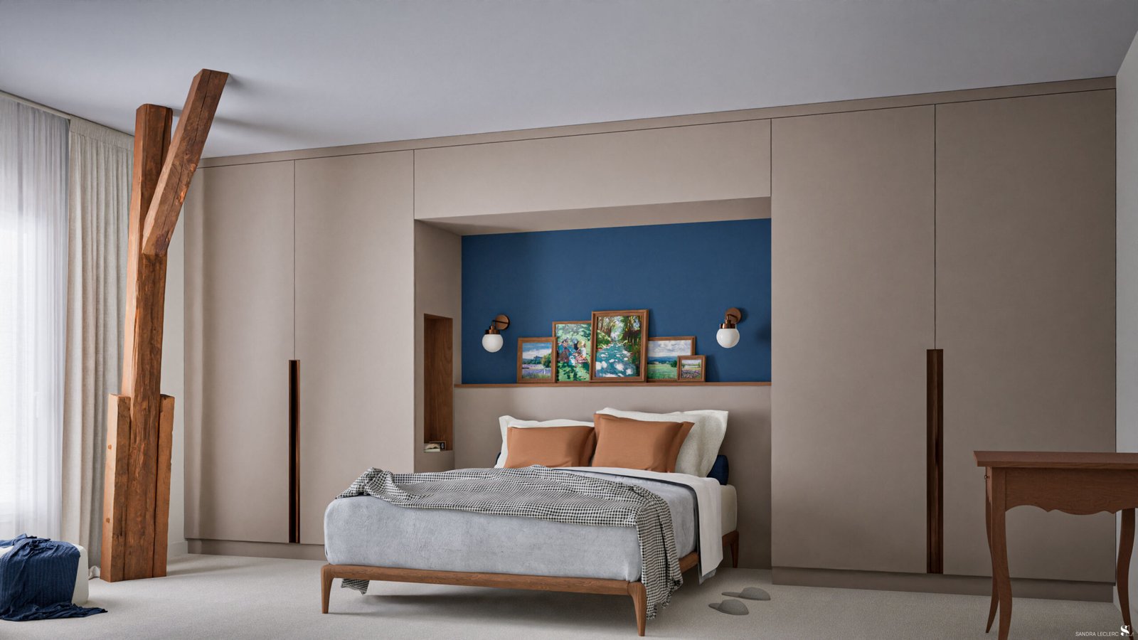 L'Alcôve Citadine - Chambre - Vue 2 - Version Beige - Sandra Leclerc