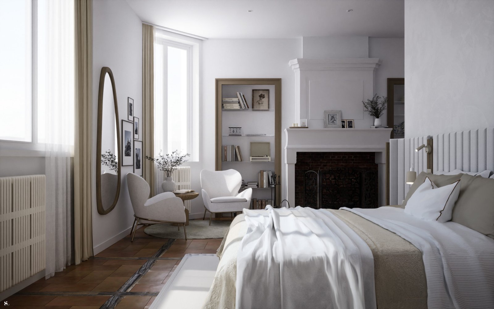 Le Refuge de Lumière - Chambre - Vue 1 - Version Carrelage - Sandra Leclerc