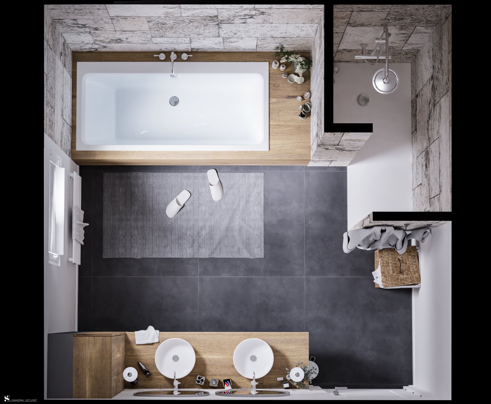 La Brume de Tibur - Salle de Bains - Plan - Sandra Leclerc